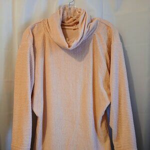 NEW Lightweight Terry Cowl neck Sweater Top womens M Pink stretch knit Long slv